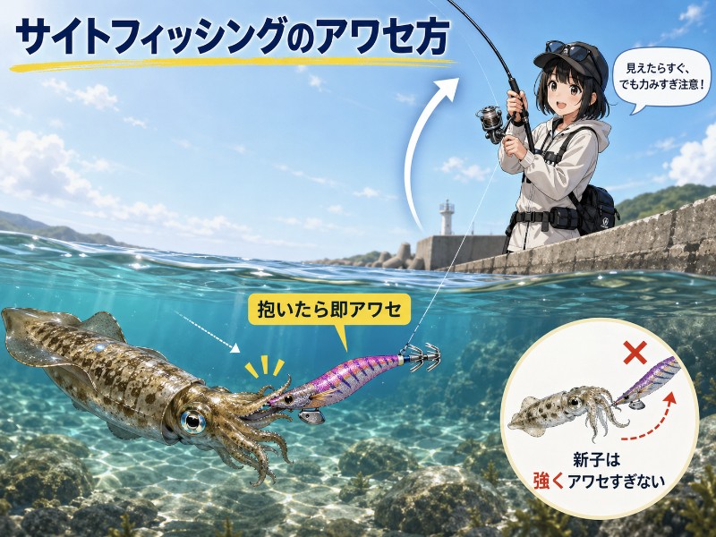 サイトフィッシングのアワセ方を説明している漫画