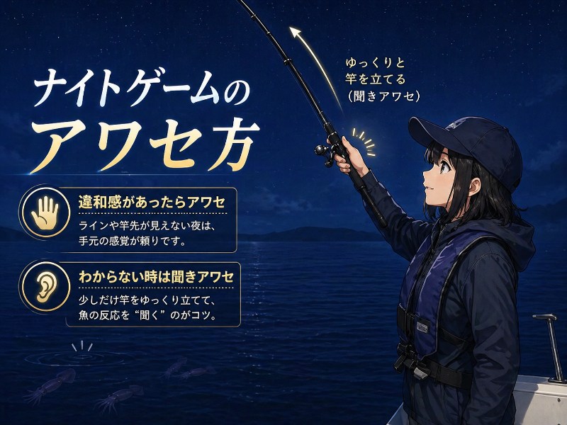 ナイトゲームのアワセ方を説明しているイラスト