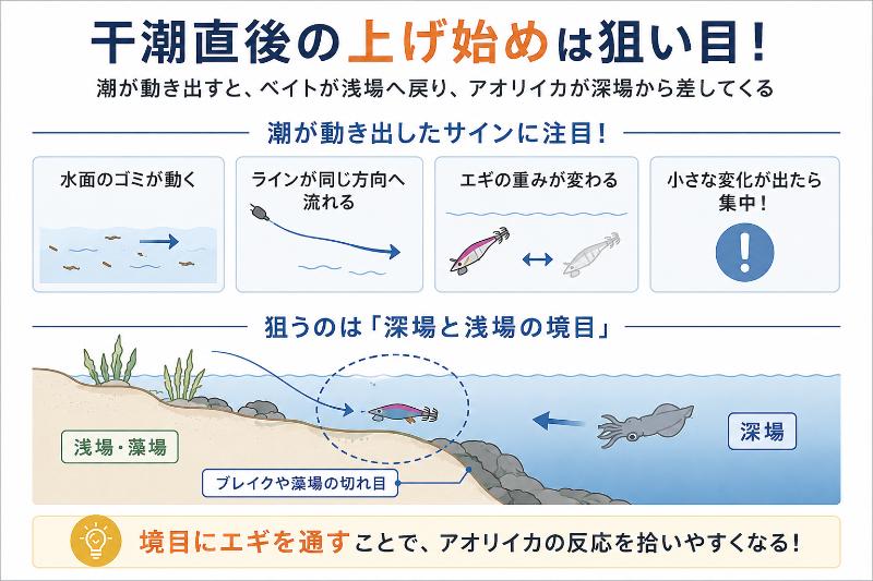 干潮直後の上げ始めを説明している図